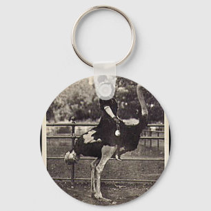 Porte-clés Vintage Broadway Actress Riding an Ostrich