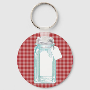 Porte-clés Vintage Canning Jar Red En vichy