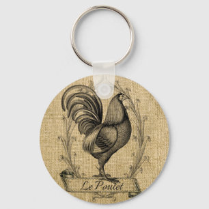 Porte-clés Vintage Chicken Burlap