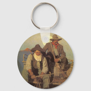 Porte-clés Vintage Cowboys, l'étape de la paye par NC Wyeth