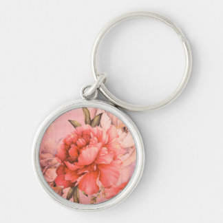 Porte-clés Vintage Élégant Fleur Miniature Peinture Coeur