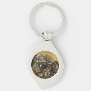 Porte-clés Vintage Green Tractor Rustic