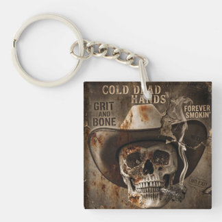 Porte-clés Vintage Grunge Western Cowboy Skull with Cigarette