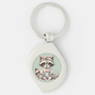 Porte-clés Vintage habillé Cottagecore Raccoon Pastel