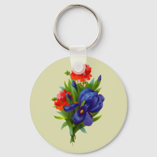 Porte-clés Vintage Iris Flower Bouquet Keychain