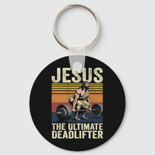 Porte-clés Vintage Jésus L'ultime Deadlifter Funny Christ