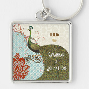 Porte-clés Vintage Mariage de Porte - clé Love Peacock