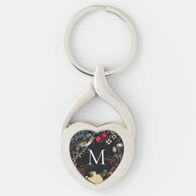 Porte-clés Vintage Nature Birds and Berries Monogram (Devant)