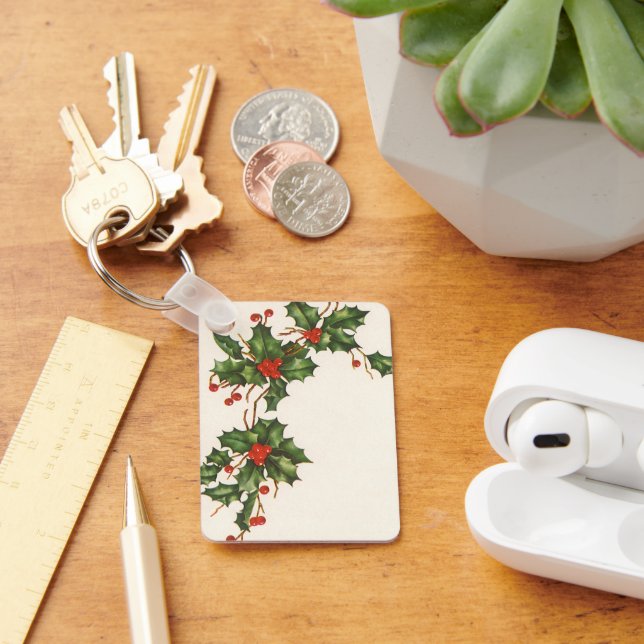 Porte-clés Vintage Noël, Holly Plante avec les baies rouges (Bureau)