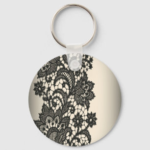 Porte-clés Vintage noir Dentelle beige Paris Mode