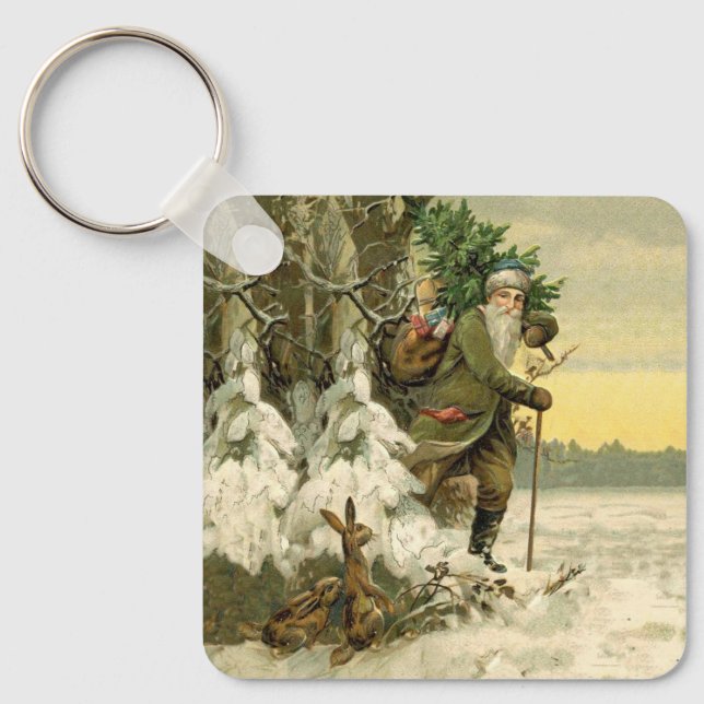 Porte-clés Vintage Père Noël Noël Victorien (Recto)
