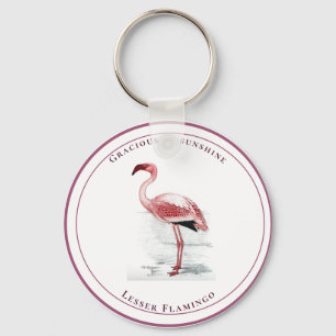 Porte-clés Vintage Petit Flamant rose Gracieux comme soleil