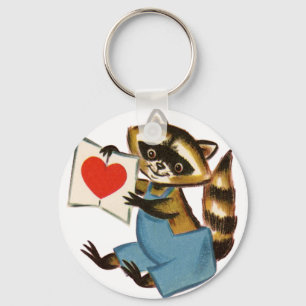 Porte-clés Vintage Raccoon Love