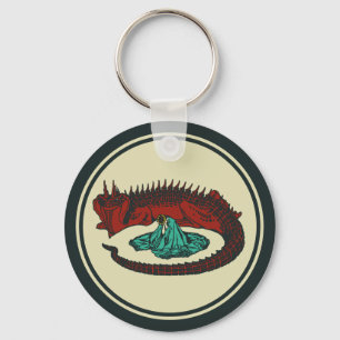 Porte-clés Vintage Red Green Dragon Lady Art Nouveau Graphism