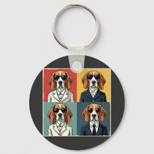 Porte-clés Vintage Rerto Beagle Chien les années 70 Style Lun