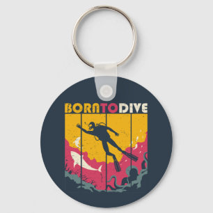 Porte-clés Vintage Retro Born To Dive Cool Scuba Diver