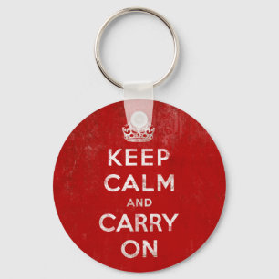 Porte-clés Vintage rouge profond détendu Gardez le calme et c