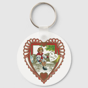 Porte-clés Vintage Saint Valentin victorienne, Garçon en coeu