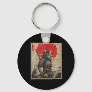 Porte-clés Vintage Samurai Chat Japonais Tee - shirts graphiq
