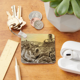 Porte-clés Vintage Science Fiction Aliens Planète Constructio