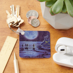Porte-clés Vintage Science Fiction Earth Rover Aliens on Moon
