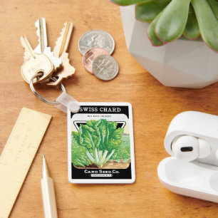 Porte-clés Vintage Seed Packet Label Art, Swiss Chard Veggies