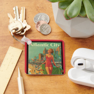 Porte-clés Vintage Travel, Atlantic City Resort Beach Blonde