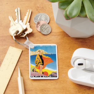 Porte-clés Vintage Travel, Beach Vacation at Calvi, Corsica