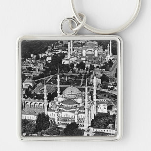 Porte-clés Vintage Turquie Istanbul bleu mosquée vue d'ensemb