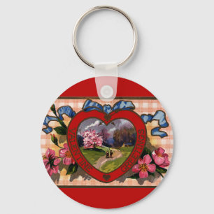 Porte-clés Vintage Valentines Day Greetings Heart and Flowers