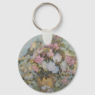 Porte-clés Vintage Van Gogh Vase avec Roses