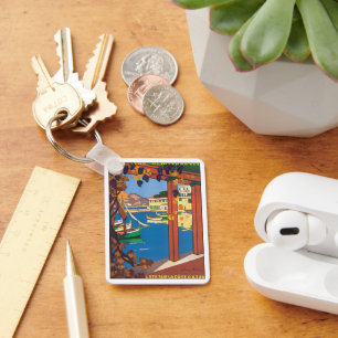 Porte-clés Vintage voyage, Côte d'Azur Mer Méditerranée