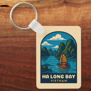 Porte-clés Vintage voyage Ha Long Bay Vietnam Retro Pittoresq