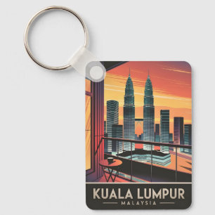 Porte-clés Vintage voyage Kuala Lumpur Malaisie Sunset Retro