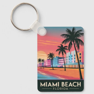 Porte-clés Vintage voyage Miami Beach Floride Sunset Seaside