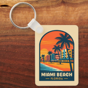 Porte-clés Vintage voyage Miami Beach Floride Sunset Seaside