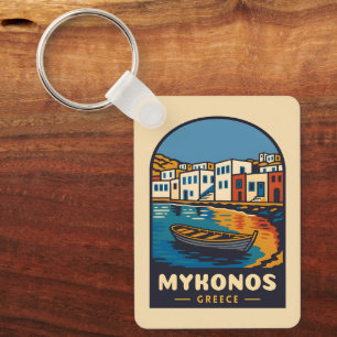 Porte-clés Vintage voyage Mykonos Grèce île Retro de bord de 