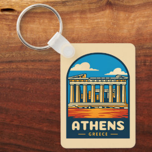 Porte-clés Vintage voyage rétro Athènes Grèce Parthenon