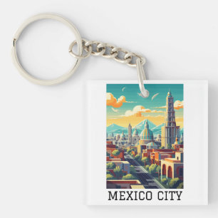 Porte-clés Vintage voyage rétro classique de Mexico City CDMX