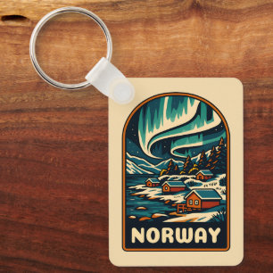 Porte-clés Vintage voyage rétro Norvège Northern Lights Pitto