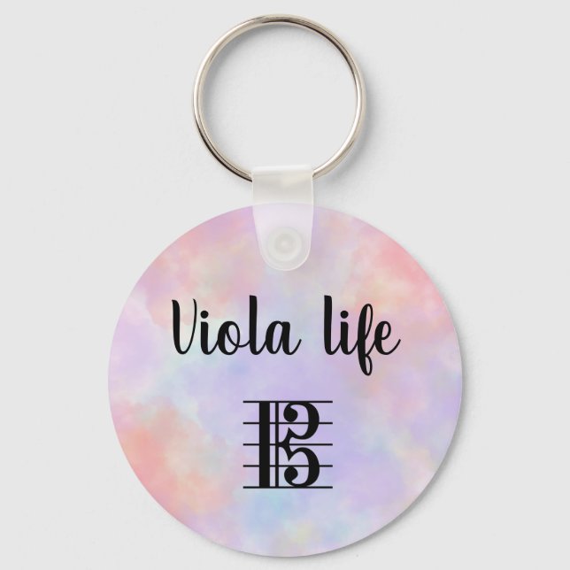 Porte-clés Viola Life Alto Clef Purple Rose Turquoise Aquarel (Recto)
