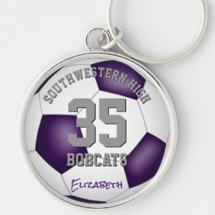 Porte-clés violet blanc nom du joueur d'équipe filles garçons