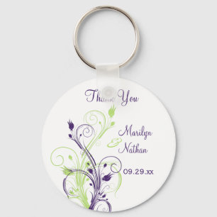 Porte-clés Violet Vert Blanc Floral Mariage Favoriser Porte -