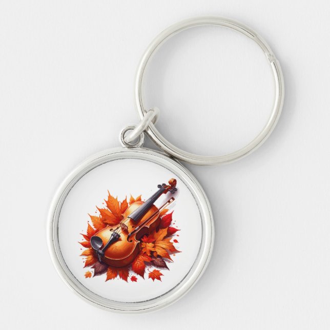 Porte-clés Violon dans le lit de feuilles (Devant)