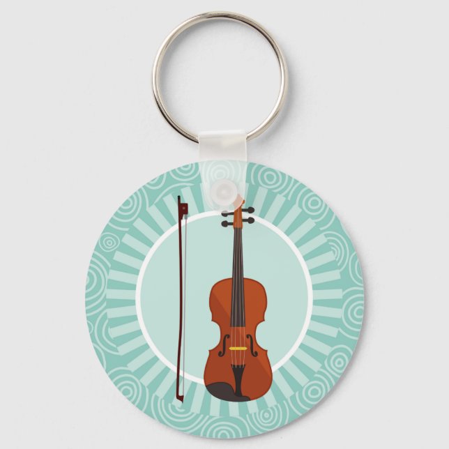 Porte-clés Violon Fun Turquoise Swirl Music (Recto)