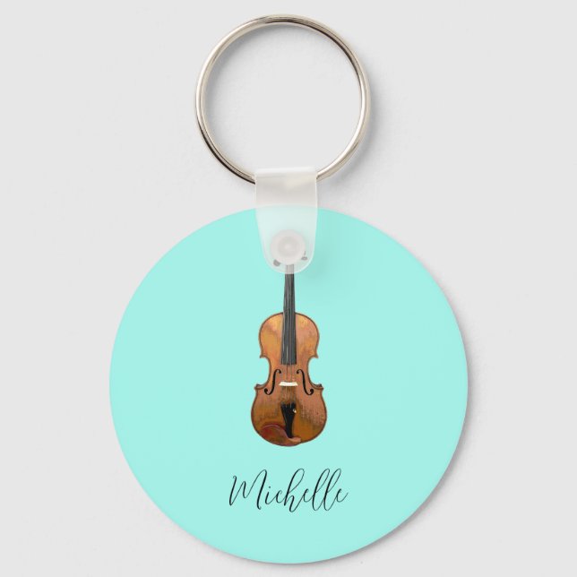 Porte-clés Violon musical tendance Turquoise vert (Recto)