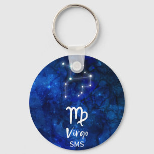 Porte-clés Virgo Zodiac Constellation Blue Galaxy Monogram