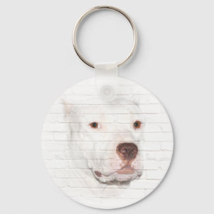 Porte-clés Visage blanc de pitbull
