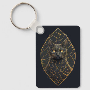 Porte-clés Visage de chat avec accent décoratif de fissures d