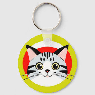 Porte-clés Visage de Chat de Dessin Animé Mignon avec Concept